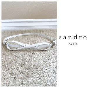 NWOT Sandro White Leather Bow Belt